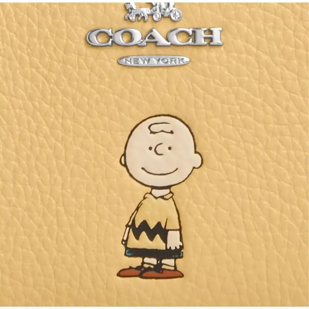 NWT Coach CBN90 X Peanuts Charlie Brown Snap Wallet Leather Hay Multi - Picture 8 of 8